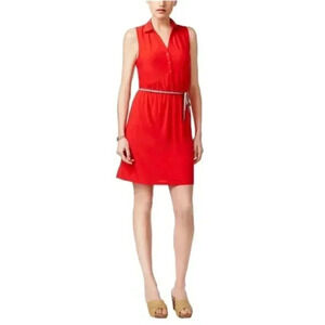G.H. Bass Red Belted Knit Dress SMALL, NWT